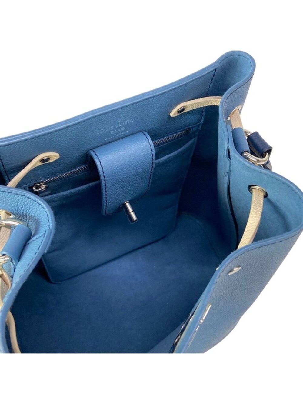 Louis Vuitton Shoulder Bag Lockme Bucket Blue Jean Leather - Picture 7 of 15